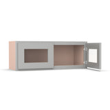Liberty Shaker Ashen - 33 Inch Double Glass Door Wall Cabinet - 33" Width x 12" Height x 12" Depth