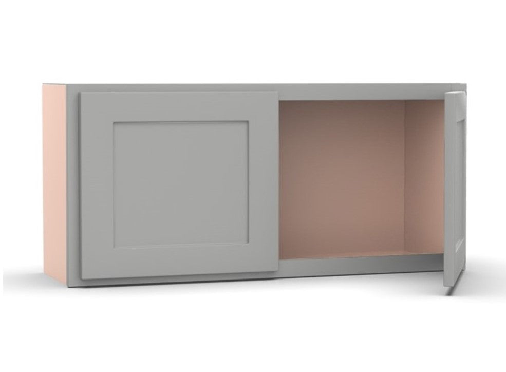 Liberty Shaker Ashen - 33 Inch Height Double Door Wall Cabinet - 33" Width x 12" Height x 12" Depth