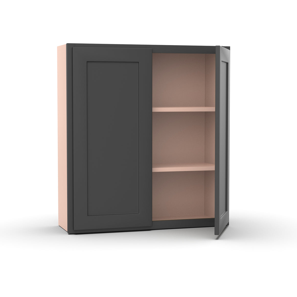 Liberty Shaker Grey - 33 Inch Height Double Door Wall Cabinet - 33" Width x 36" Height x 12" Depth