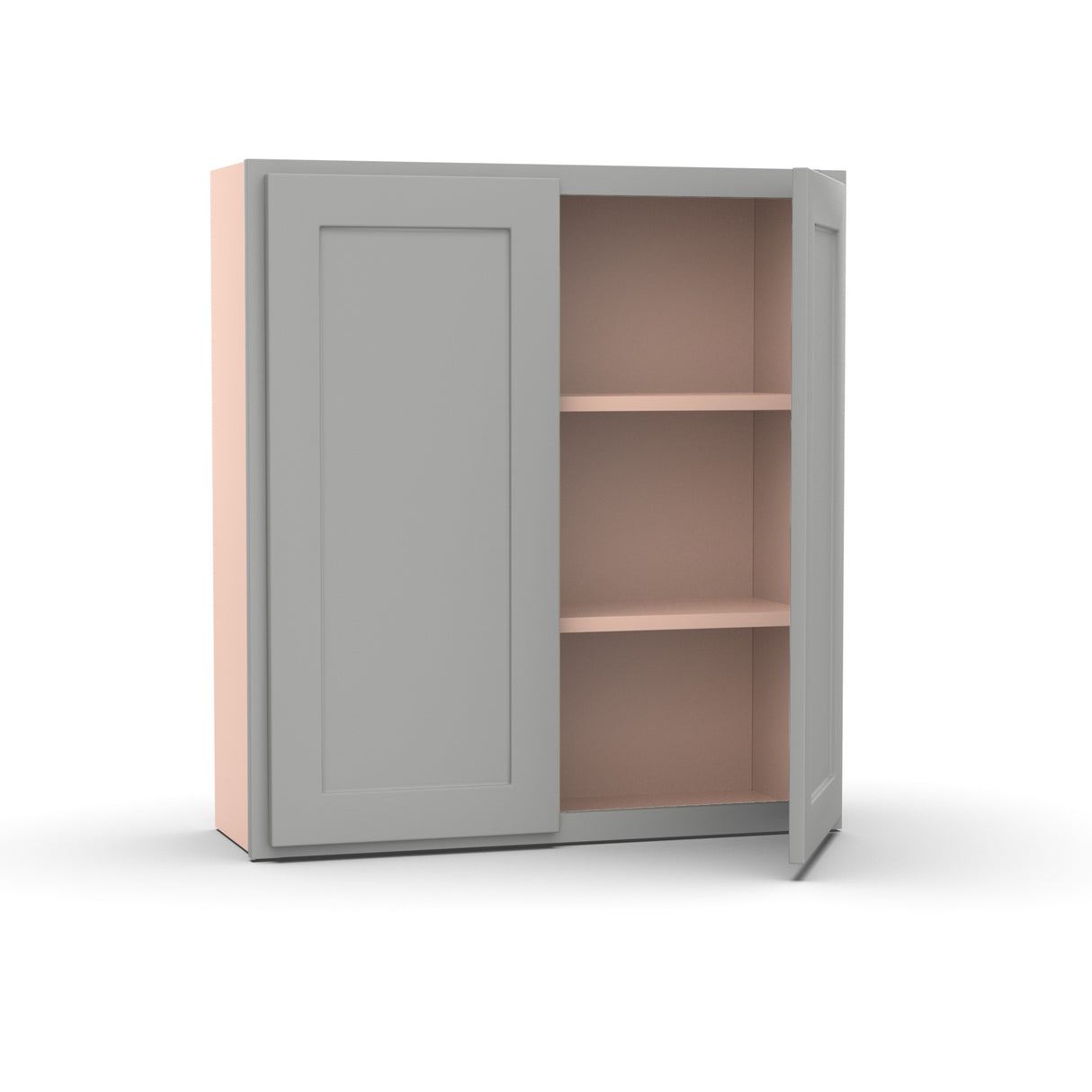 Liberty Shaker Ashen - 33 Inch Height Double Door Wall Cabinet - 33" Width x 36" Height x 12" Depth