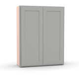 Liberty Shaker Ashen - 33 Inch Height Double Door Wall Cabinet - 33" Width x 42" Height x 12" Depth