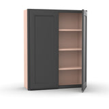 Liberty Shaker Grey - 33 Inch Height Double Door Wall Cabinet - 33" Width x 42" Height x 12" Depth