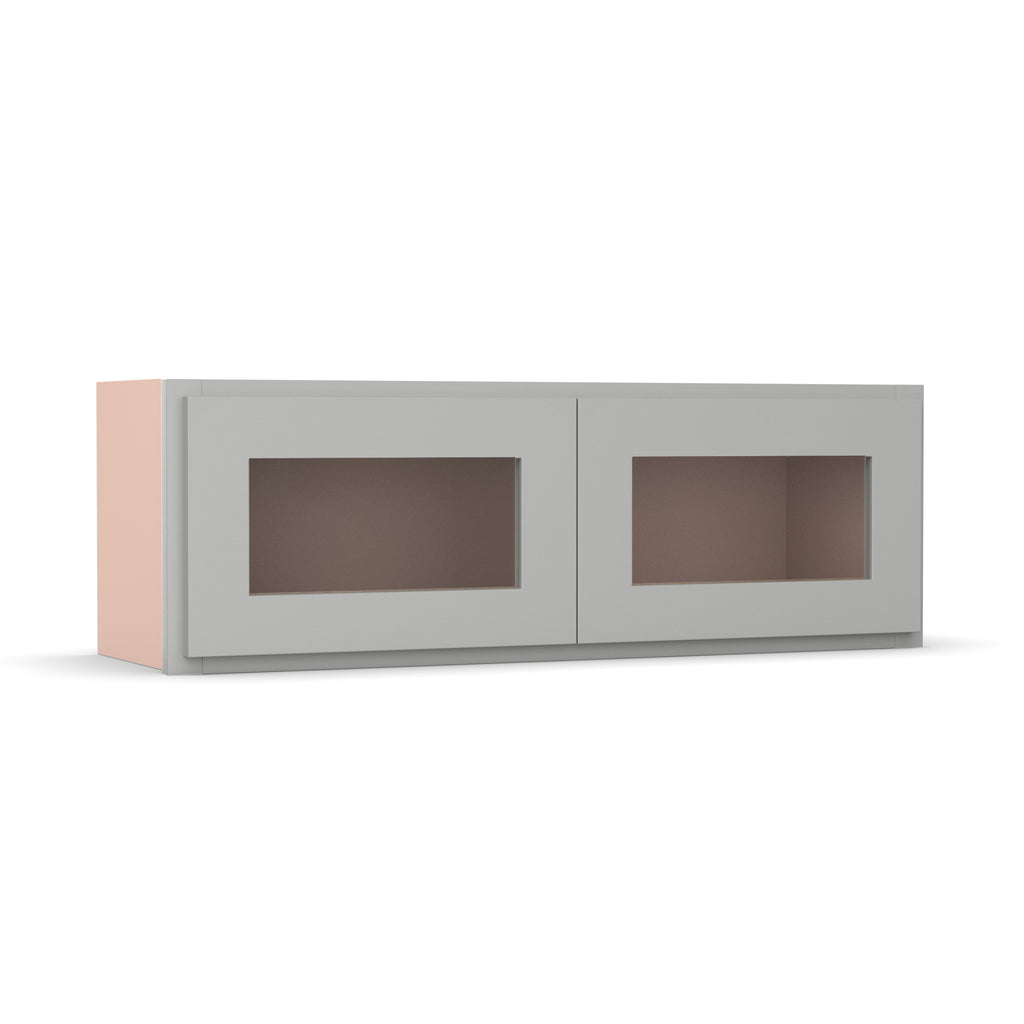 Liberty Shaker Ashen - 36 Inch Double Glass Door Wall Cabinet - 36