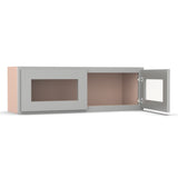 Liberty Shaker Ashen - 36 Inch Double Glass Door Wall Cabinet - 36" Width x 12" Height x 12" Depth