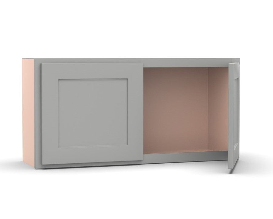 Liberty Shaker Ashen - 36 Inch Height Double Door Wall Cabinet - 36" Width x 15" Height x 12" Depth