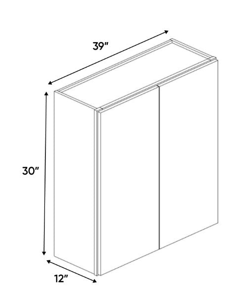 Liberty Shaker Ashen - 39 Inch Height Double Door Wall Cabinet - 39" Width x 30" Height x 12" Depth