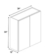 Liberty Shaker Ashen - 39 Inch Height Double Door Wall Cabinet - 39" Width x 30" Height x 12" Depth