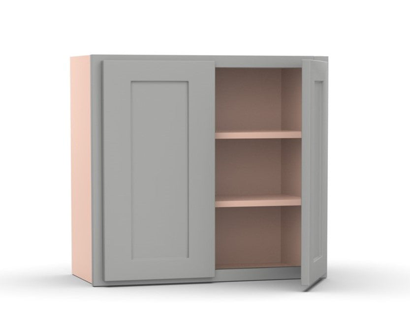 Liberty Shaker Ashen - 39 Inch Height Double Door Wall Cabinet - 39" Width x 30" Height x 12" Depth
