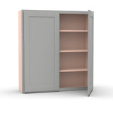 Liberty Shaker Ashen - 39 Inch Height Double Door Wall Cabinet - 39" Width x 42" Height x 12" Depth