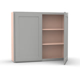 Liberty Shaker Ashen - 42 Inch Height Double Door Wall Cabinet - 42" Width x 36" Height x 12" Depth