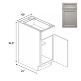 Windsor Ashen - Full Height Single Door Base Cabinets - 9"W x 34.5"H x 24"D - Pre Assembled