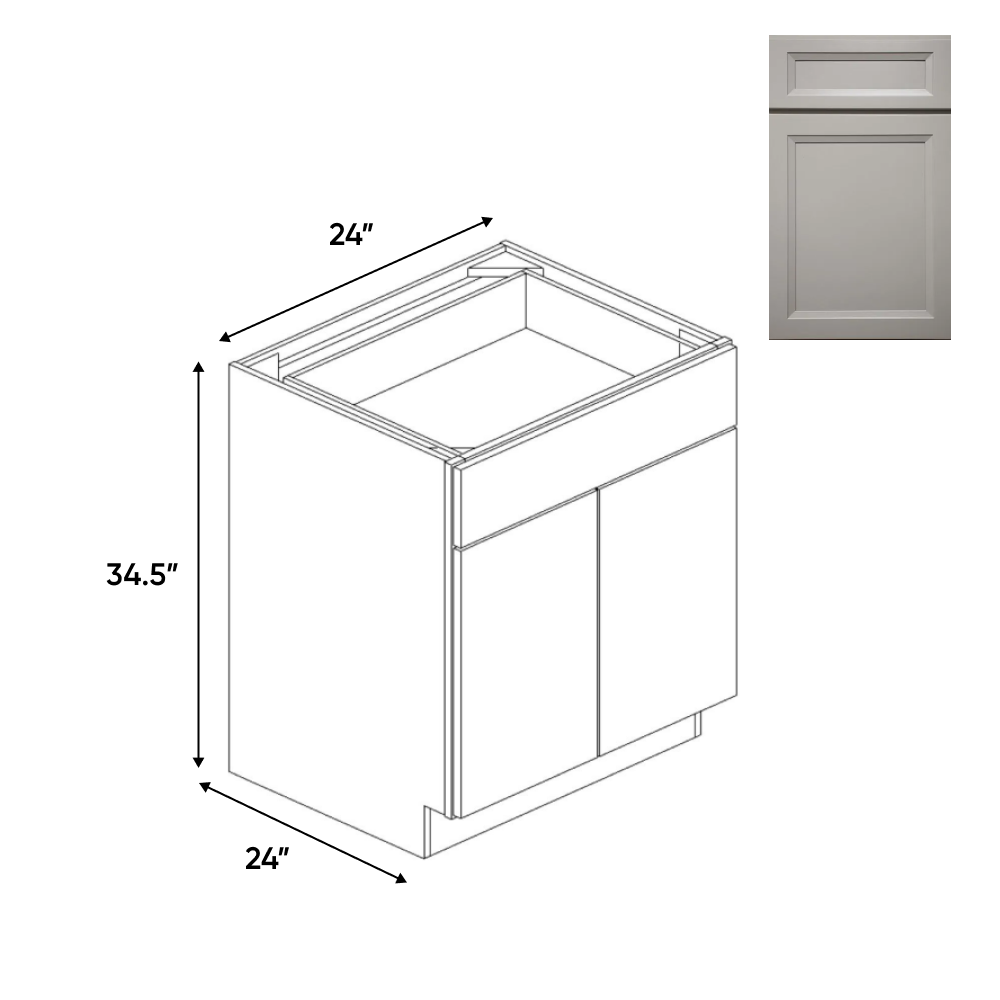 RTA - Windsor Ashen - Full Height Double Door Base Cabinets - 24"W x 34.5"H x 24"D