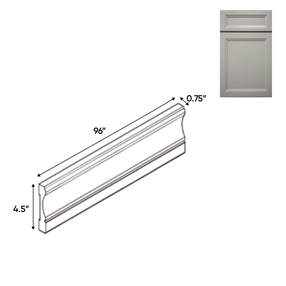 Windsor Ashen - Base Molding - 96"W x 4.5"H x 0.75"D - Pre Assembled