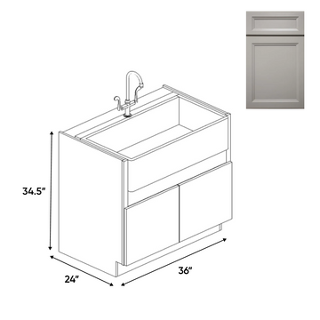 Windsor Ashen - Farm Sink Base Cabinets - 36"W x 34.5"H x 24"D - Pre Assembled