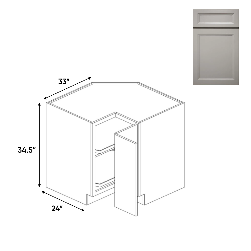 Windsor Ashen - Lazy Susan Base Cabinets - 33"W x 34.5"H x 33"D - Pre Assembled