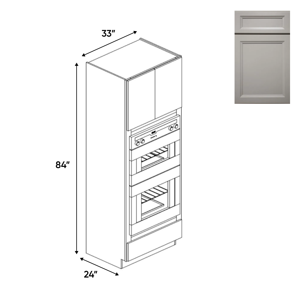 Windsor Ashen - Double Oven Cabinets - 33"W x 84"H x 24"D - Pre Assembled