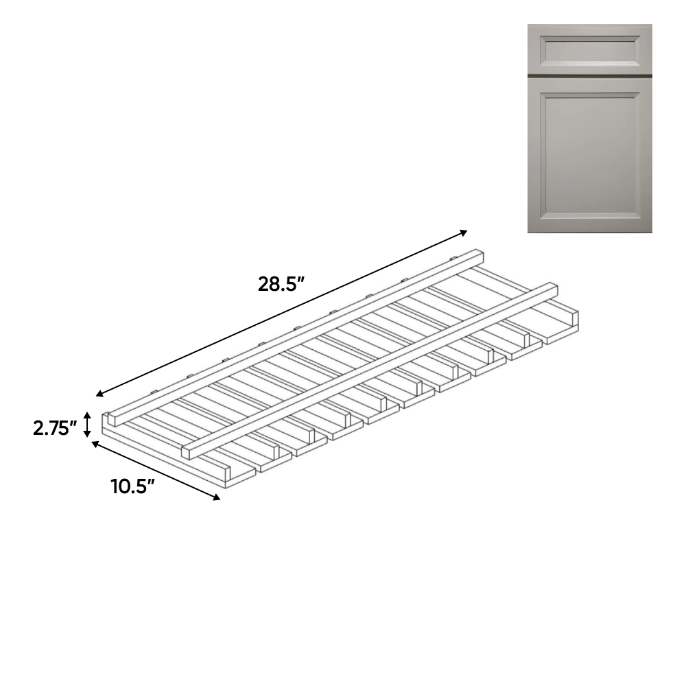 Windsor Ashen - Stem Glass Holder - 30"W x 1.5"H x 12"D - Pre Assembled