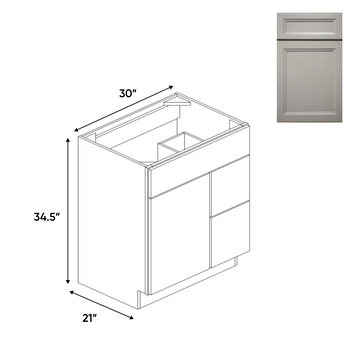 RTA - Windsor Ashen - Vanity Sink Drawer Base Cabinets - 30"W x 34.5"H x 21"D - WA-VSD30L