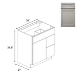 Windsor Ashen - Vanity Sink Drawer Base Cabinets - 36"W x 34.5"H x 21"D - WA-VSD36L - Pre Assembled