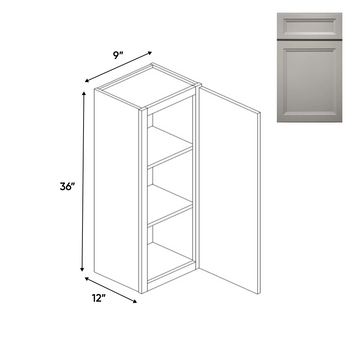 RTA - Windsor Ashen - 36" Height Single Door Wall Cabinets - 9"W x 36"H x 12"D