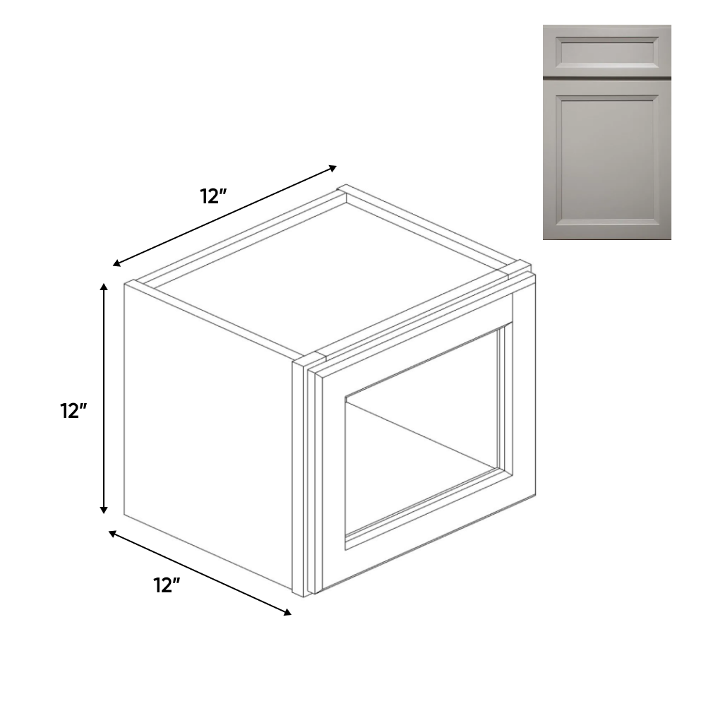 Windsor Ashen - Single Glass Door Wall Cabinets - 12"W x 12"H x 12"D - Pre Assembled