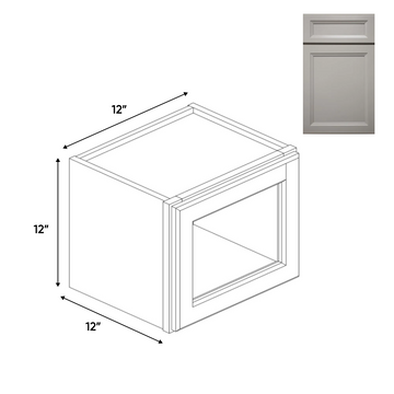 Windsor Ashen - Single Glass Door Wall Cabinets - 12"W x 12"H x 12"D - Pre Assembled