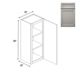 RTA - Windsor Ashen - 36" Height Single Door Wall Cabinets - 15"W x 36"H x 12"D