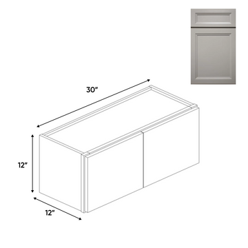 Windsor Ashen - 12" Height Double Door Wall Cabinets - 30"W x 12"H x 12"D - Pre Assembled