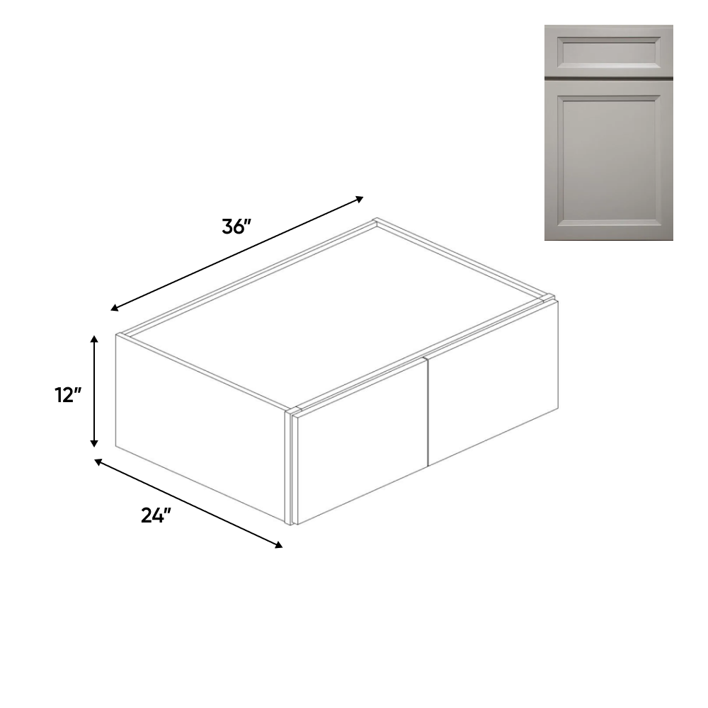 Windsor Ashen - 24" Deep Double Door Wall Cabinets - 36"W x 12"H x 24"D - Pre Assembled