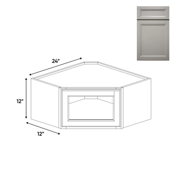 Windsor Ashen - Diagonal Corner Glass Door Wall Cabinets - 24