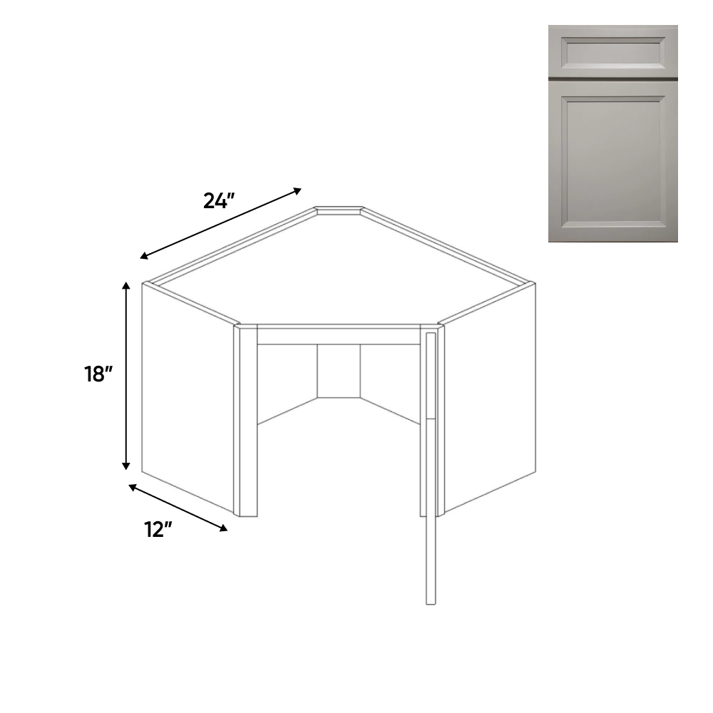 Windsor Ashen - Diagonal Corner Wall Cabinets - 24"W x 18"H x 12"D - WA-WDC2418G - Pre Assembled