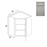 RTA - Windsor Ashen - Diagonal Corner Wall Cabinets - 24"W x 36"H x 12"D - WA-WDC2436