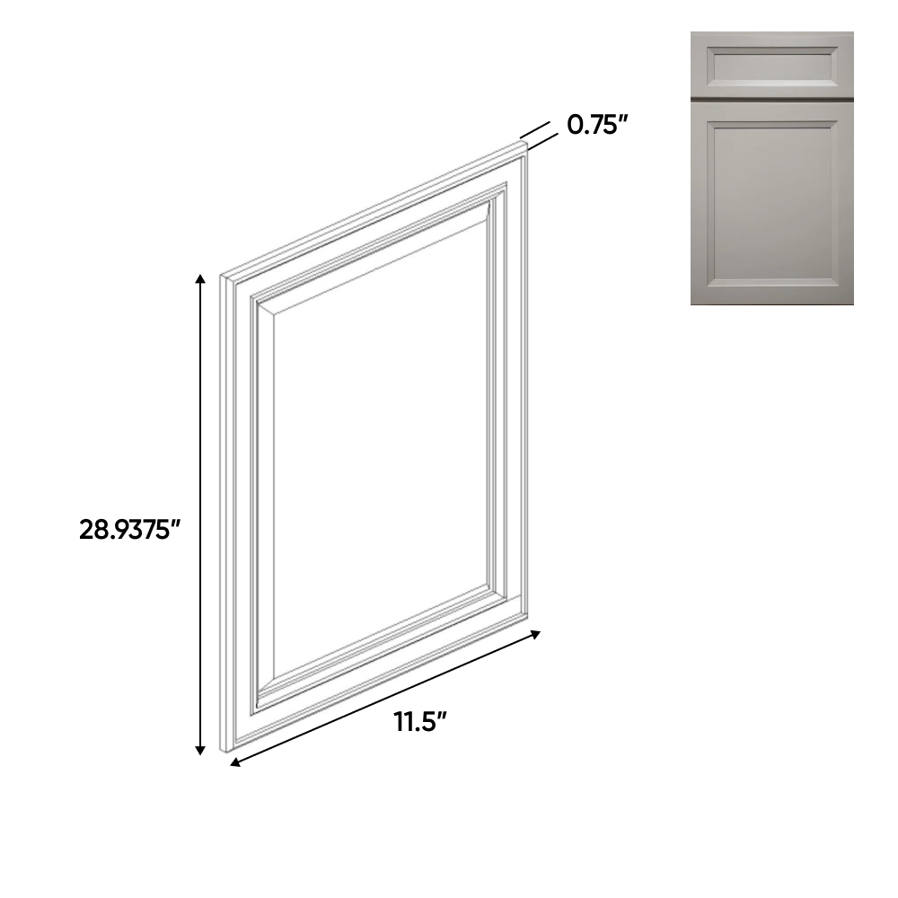 Windsor Ashen - Decorative End Panel Doors - 11.5"W x 28.93"H x 0.75"D - Pre Assembled