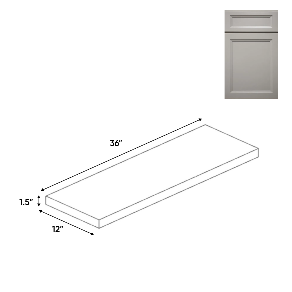 Windsor Ashen - Wall Shelf - 36"W x 1.5"H x 12"D - Pre Assembled