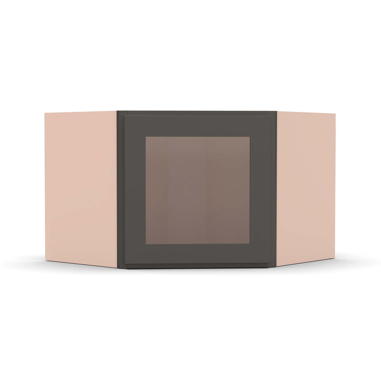 Liberty Shaker Grey - 24 Inch Diagonal Corner Glass Door Wall Cabinet - 24" Width x 12" Height x 12" Depth