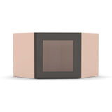 Liberty Shaker Grey - 24 Inch Diagonal Corner Glass Door Wall Cabinet - 24" Width x 12" Height x 12" Depth