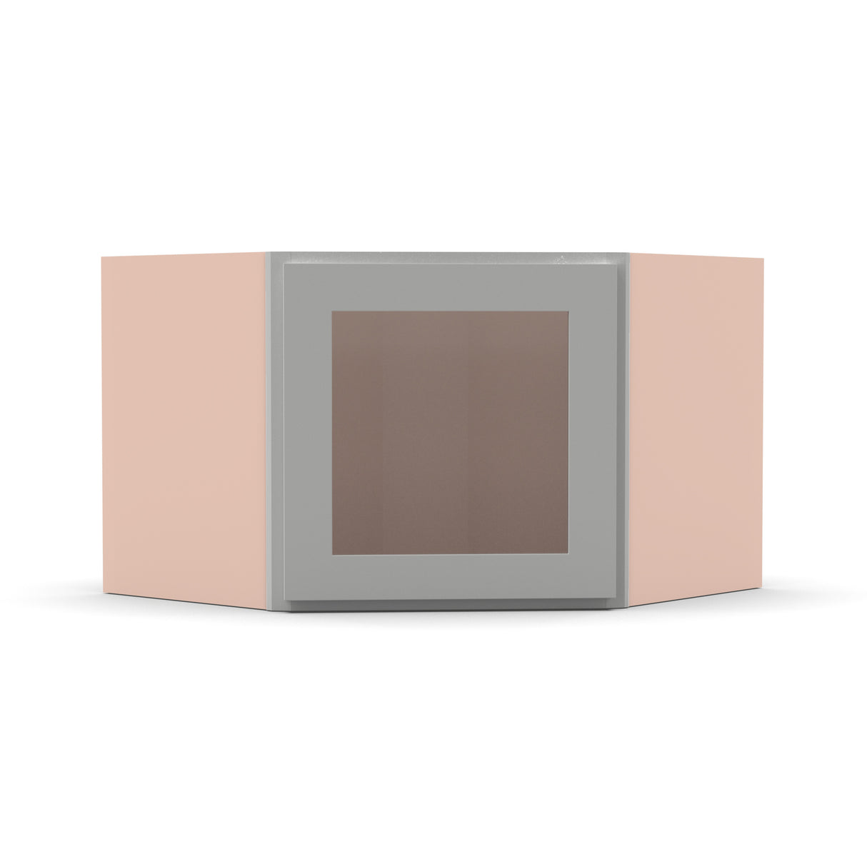 Liberty Shaker Ashen - 24 Inch Diagonal Corner Glass Door Wall Cabinet - 24" Width x 12" Height x 12" Depth
