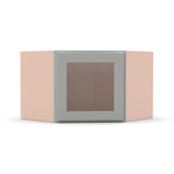 Liberty Shaker Ashen - 24 Inch Diagonal Corner Glass Door Wall Cabinet - 24" Width x 12" Height x 12" Depth