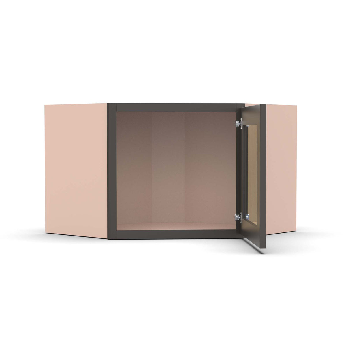 Liberty Shaker Grey - 24 Inch Diagonal Corner Glass Door Wall Cabinet - 24" Width x 12" Height x 12" Depth