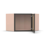 Liberty Shaker Grey - 24 Inch Diagonal Corner Glass Door Wall Cabinet - 24" Width x 12" Height x 12" Depth
