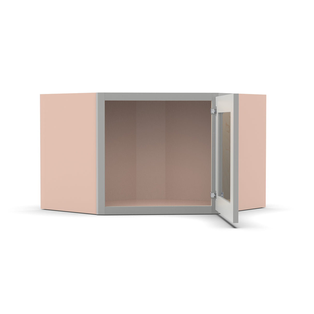 Liberty Shaker Ashen - 24 Inch Diagonal Corner Glass Door Wall Cabinet - 24" Width x 12" Height x 12" Depth