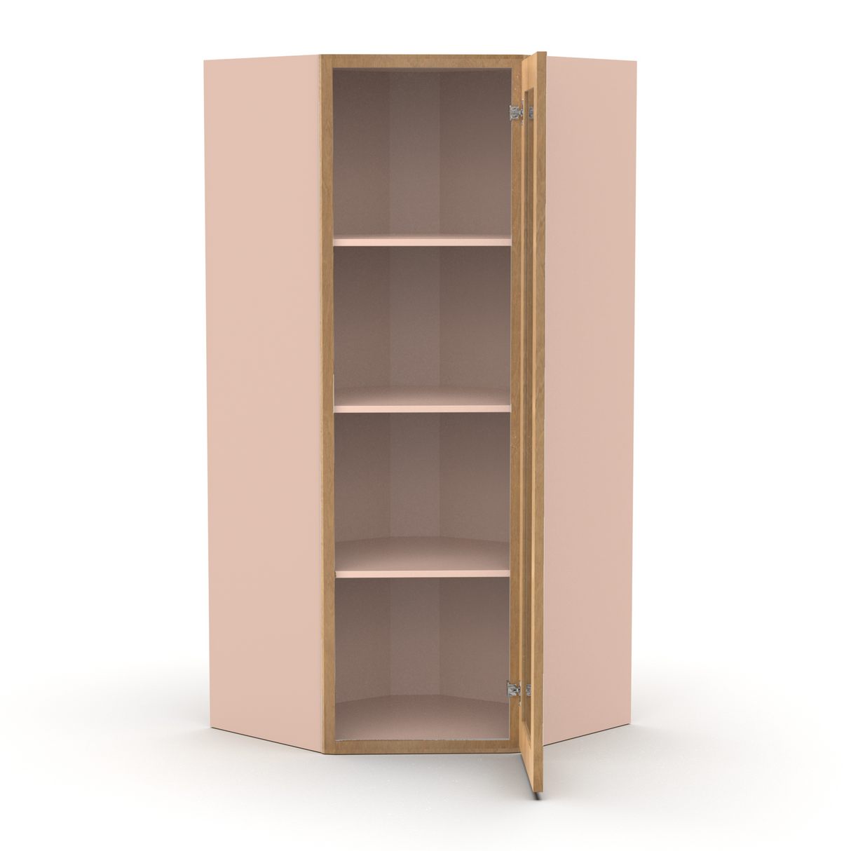 Liberty Shaker Karamel - 24 Inch Diagonal Corner Glass Door Wall Cabinet - 24" Width x 30" Height x 12" Depth