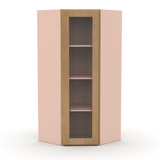 Liberty Shaker Karamel - 24 Inch Diagonal Corner Glass Door Wall Cabinet - 24" Width x 36" Height x 12" Depth