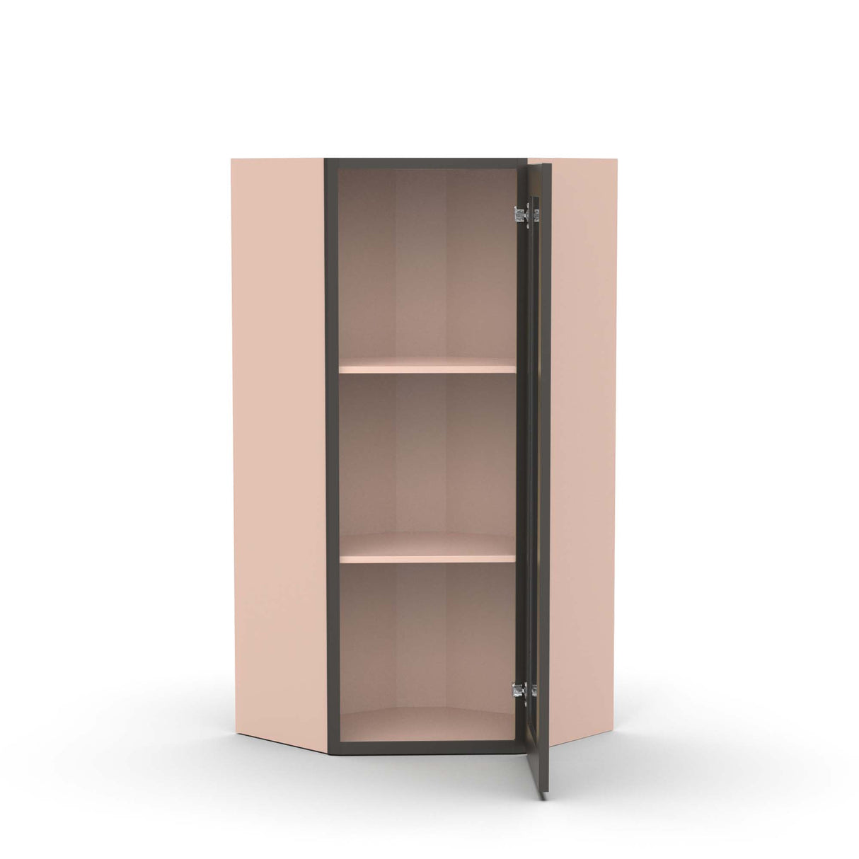 Liberty Shaker Grey - 24 Inch Diagonal Corner Glass Door Wall Cabinet - 24" Width x 36" Height x 12" Depth