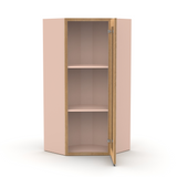 Liberty Shaker Karamel - 24 Inch Diagonal Corner Glass Door Wall Cabinet - 24" Width x 36" Height x 12" Depth