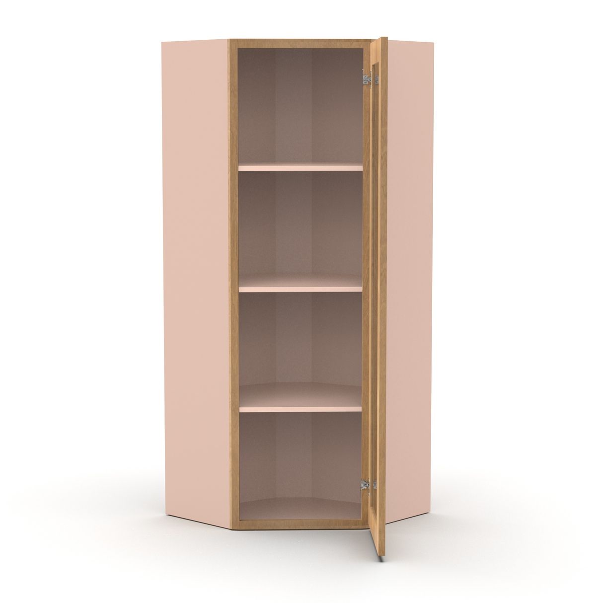 Liberty Shaker Karamel - 24 Inch Diagonal Corner Glass Door Wall Cabinet - 24" Width x 42" Height x 12" Depth