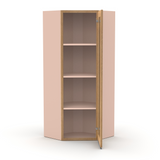 Liberty Shaker Karamel - 24 Inch Diagonal Corner Glass Door Wall Cabinet - 24" Width x 42" Height x 12" Depth