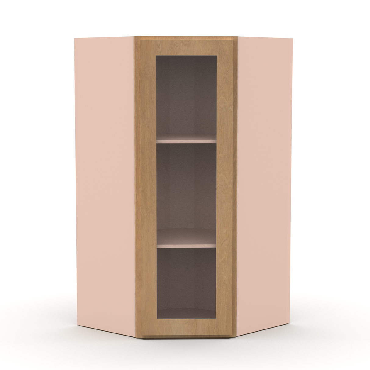 Liberty Shaker Karamel - 27 Inch Diagonal Corner Glass Door Wall Cabinet - 27" Width x 36" Height x 15" Depth