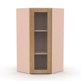 Liberty Shaker Karamel - 27 Inch Diagonal Corner Glass Door Wall Cabinet - 27" Width x 36" Height x 15" Depth