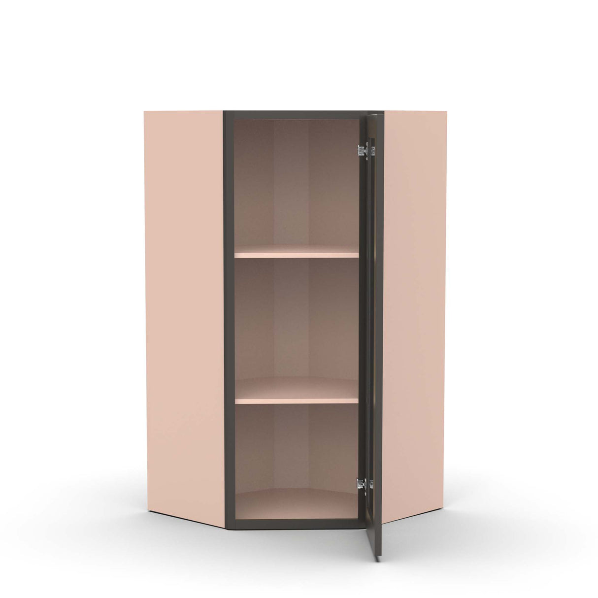 Liberty Shaker Grey - 27 Inch Diagonal Corner Glass Door Wall Cabinet - 27" Width x 36" Height x 15" Depth